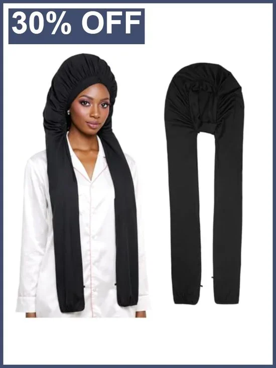 Long Braids Sleeping Bonnet for Women 2 in 1 UV Shield Polyester