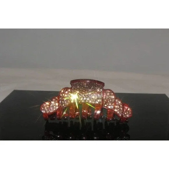 Sparkling Rhinestone Claw Clip Hair‎ Accessory Red Tortoise Shell Finish