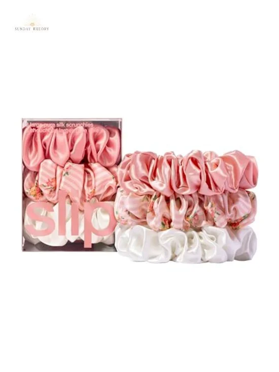 SLIP 22 Momme Mulberry Silk Large Hair Friendly Scrunchies Set of 3