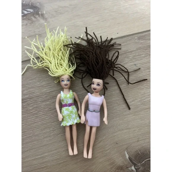 Polly Pocket Vintage Dolls Brunette Blonde Dreadlocks Set Of 2‎