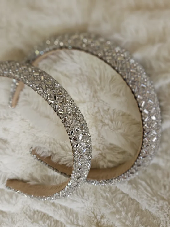Crystal Embellished Silver Headband - Women's Accessories