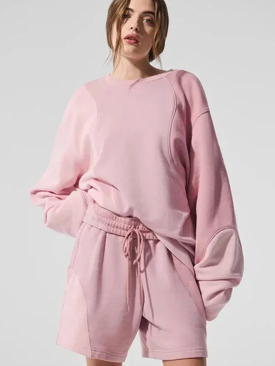 Alo Yoga Make Waves Crew Neck Women Size XL Sunset Pink Tonal