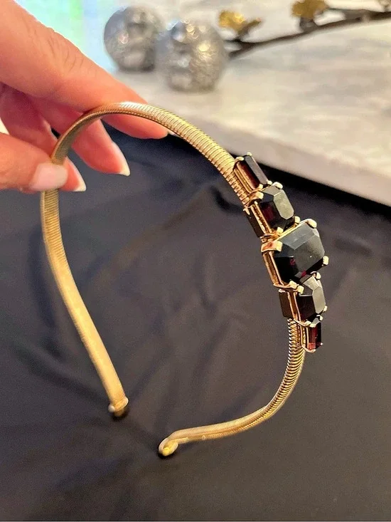 Henri Bendel Jeweled Headband in Gold & Black NWOT
