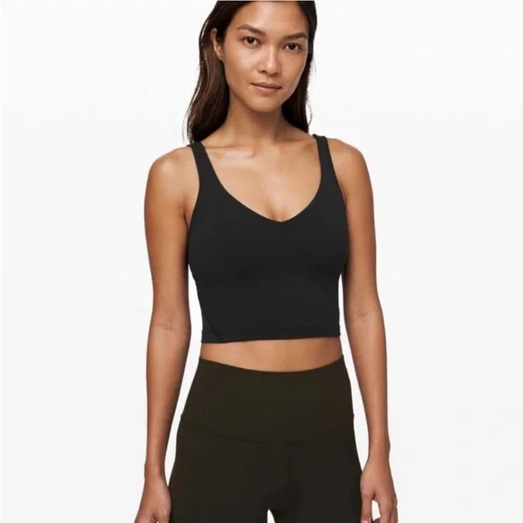 Lululemon Align Tank Top Black Cropped Sz 6 Longline Sport Bra Pilates Barre Gym