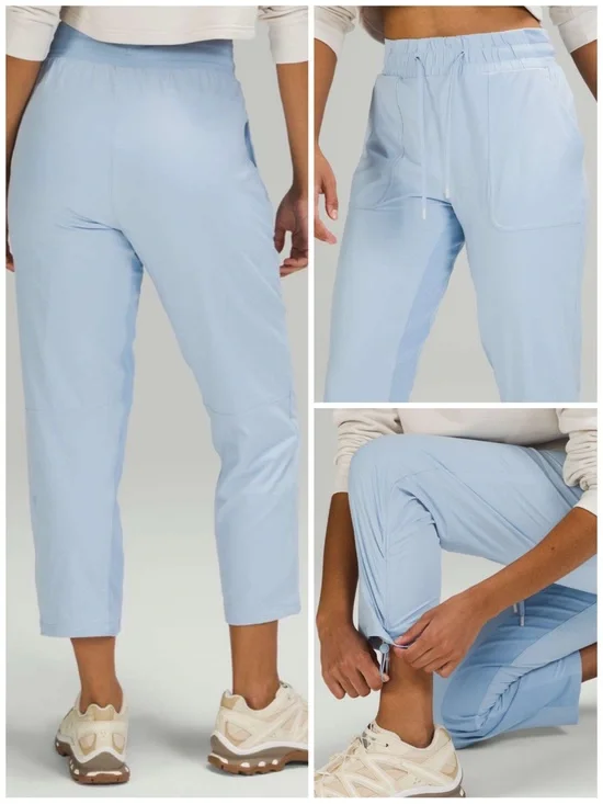 Lululemon Beyond The Studio Crop Pants Blue Linen Size 8