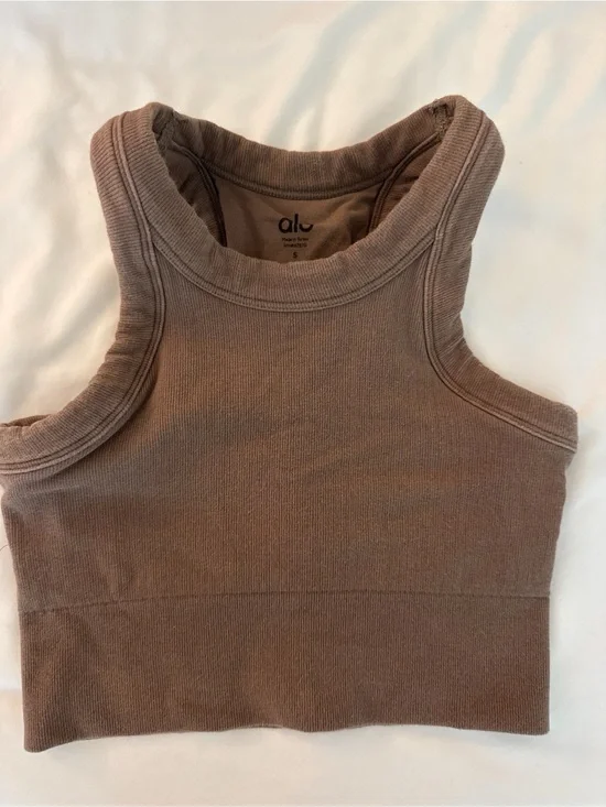 ALO Yoga Delight Seamless Knit Bra - Light Brown Size Small