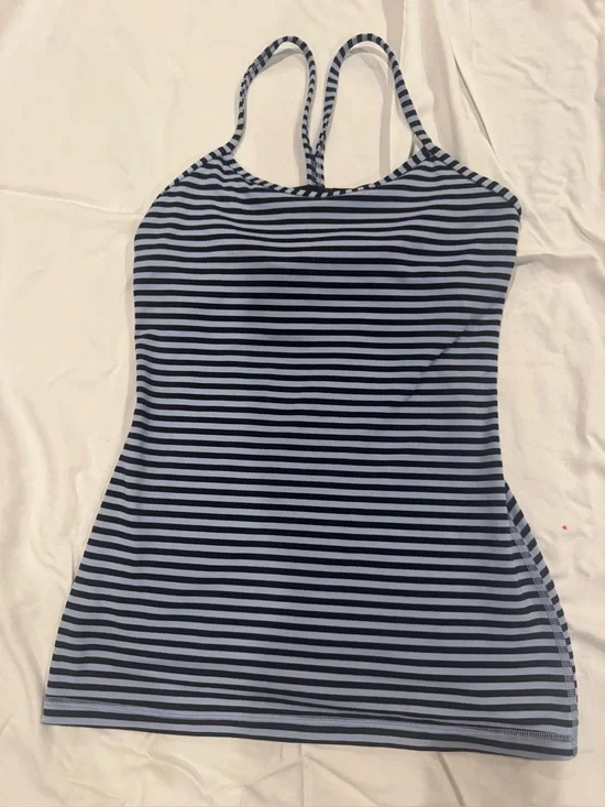 Lululemon Navy/Light blue striped tank with shelf bra