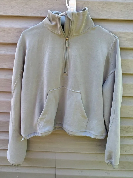 Lululemon Brushed Softstreme Halfzip Pullover Sweater Sage Grey LW3IDXS Size 8