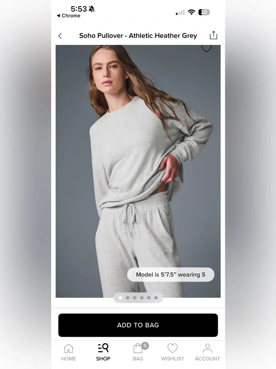 ALO Yoga Athletic Heather Grey Soho Pullover