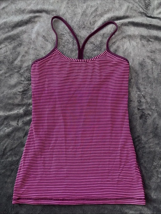 lululemon athletica Pink & Purple Striped Racerback Tank EUC