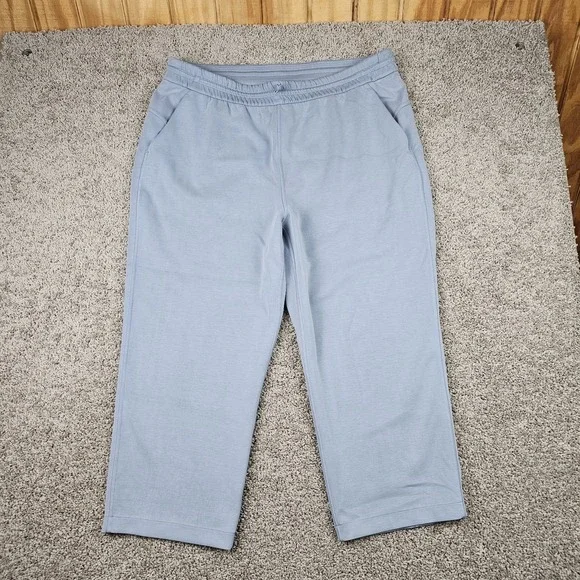 Lululemon Softstreme High Rise Straight Leg Crop Pant Sz 18 Blue Linen W6BZXS