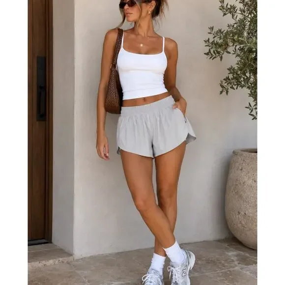 Lululemon Grey Athletic Shorts Womens 10 Casual Running Casual Lined retro Sport