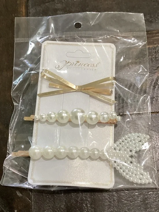 Princess Accessories Gold and White Pearl‎ Hair Clip Set