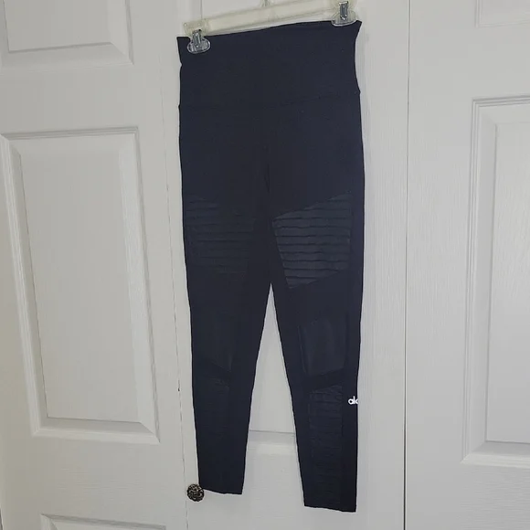 ALO Yoga Black Ribbed Panel Leggings