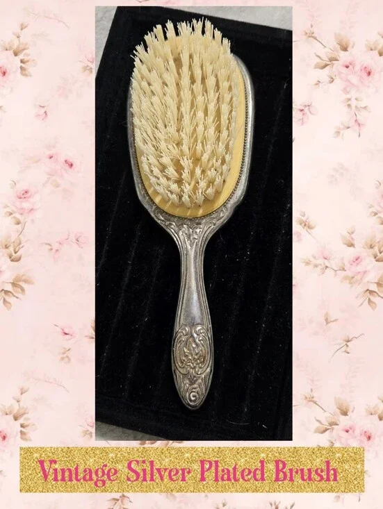 Silver-Plated Hair Brush Vintage