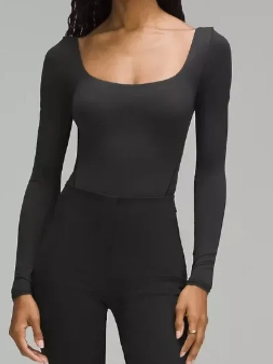 Lululemon Wundermost Nulu Square Neck Bodysuit Black Small