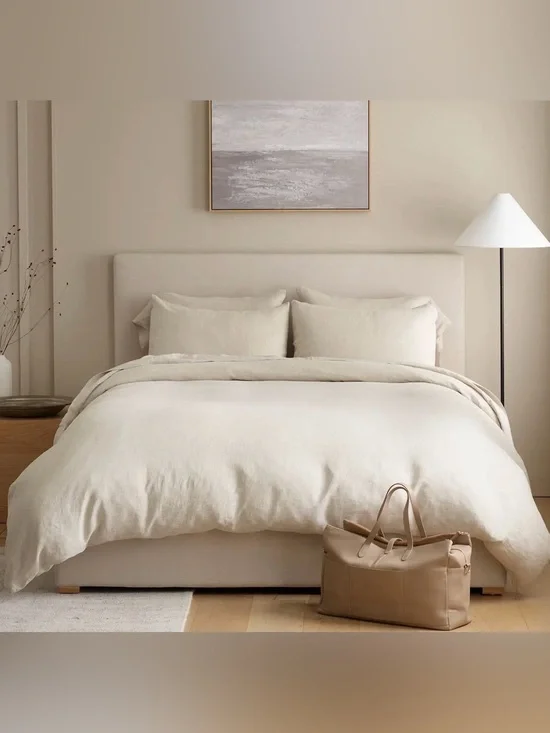 NWOT Quince European Linen Chambray 2 Pc Duvet Cover Set, Twin (Natural)