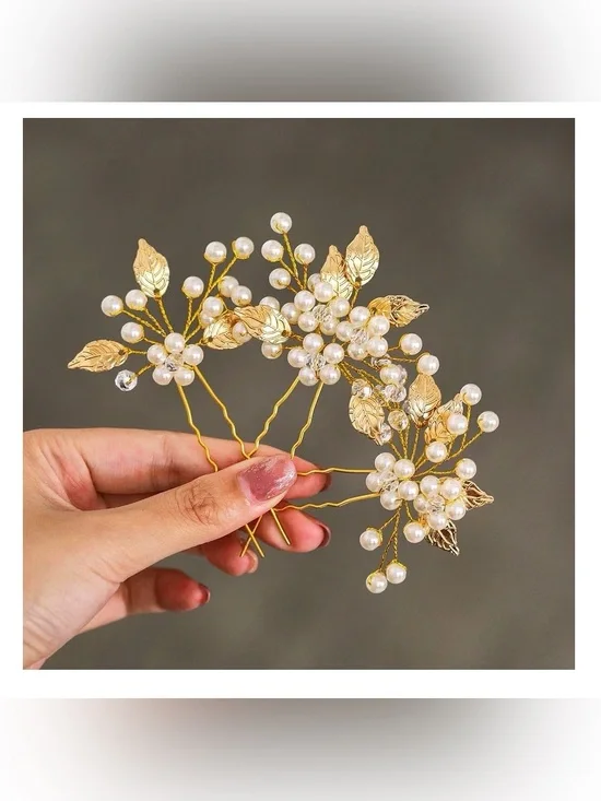 Gold Pearl Wedding Hair Pins - Elegant Bridal Accessories