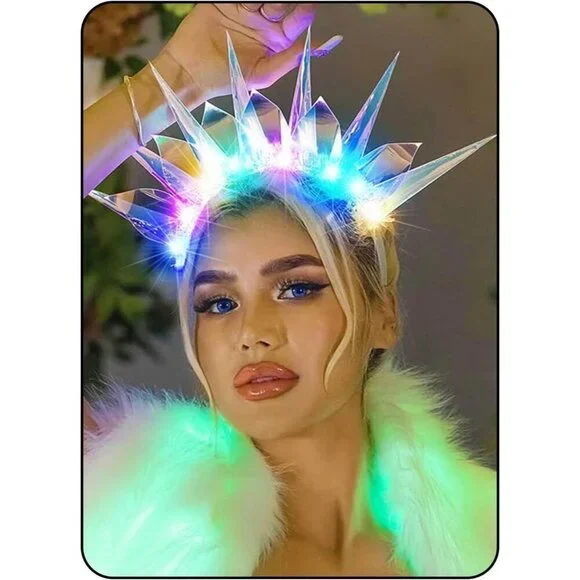 Light Up Headband LED Rave Hair Hoop Costume Accessories for Women Girls