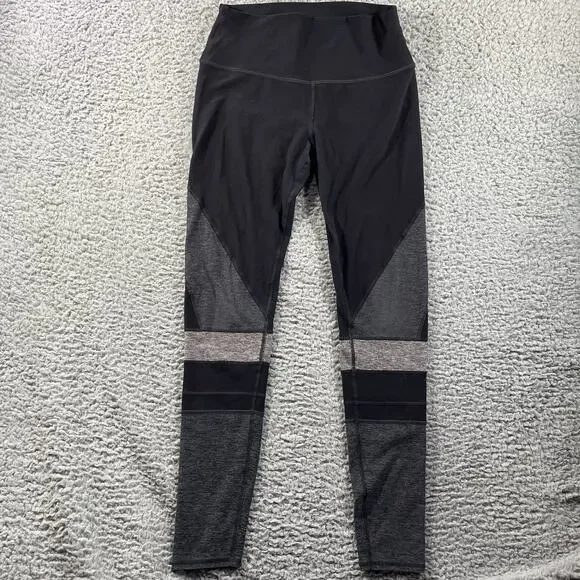 Alo Yoga High Waist Leggings Women's Size M Black Grey Colorblock Pants