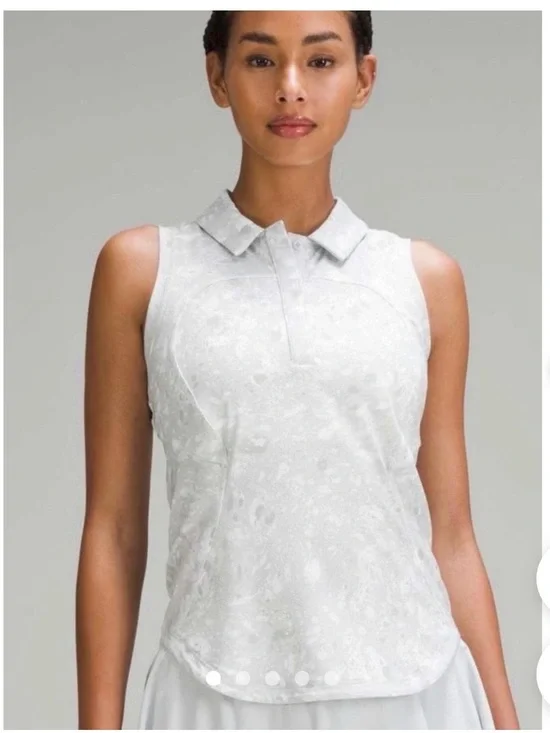 Lululemon Quick Dry Sleeveless White Collared Polo Top