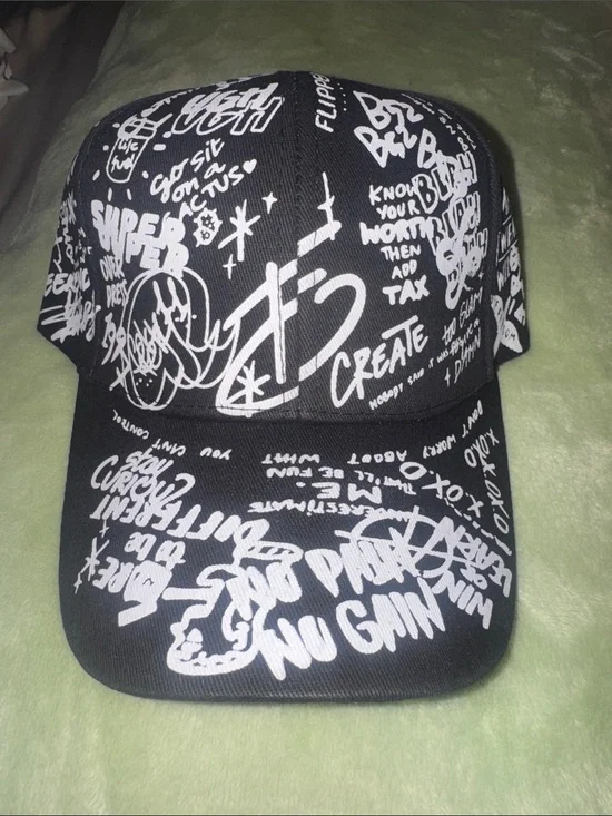 SHEIN NWOT Adjustable Cap with Graffiti Print