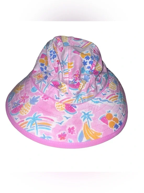Coolibar Pink Tropical Bucket Hat with Blue‎ and Yellow Accents