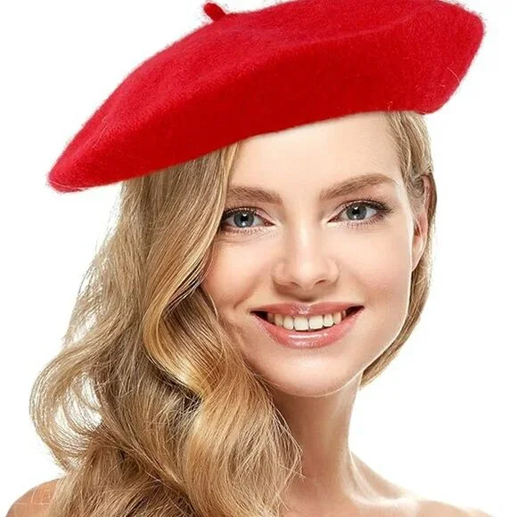 Red French Style Beret - Women's Classic Beret Hat Brand New‎ !!