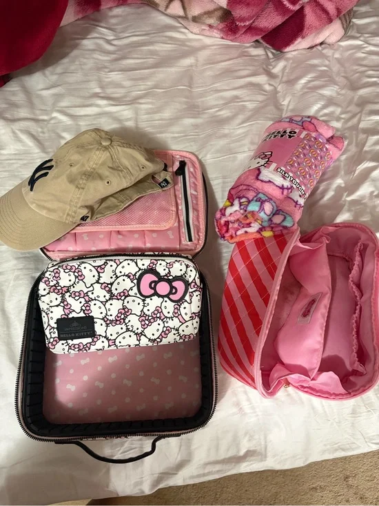 Hello Kitty Pink and White Kids Travel Accessory Case Set