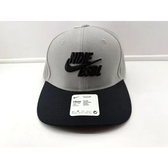 Nike Youth Classic99 Baseball Hat - Color: Pewter Grey & Black