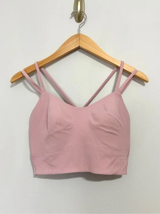 Lululemon Like a Cloud Ribbed Longline Bra Light Support B/C Cup Pink Haze