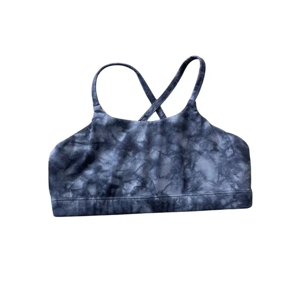 Athleta Girl Large 12 Sports Bra Racerback Blue Black Tie Dye Design