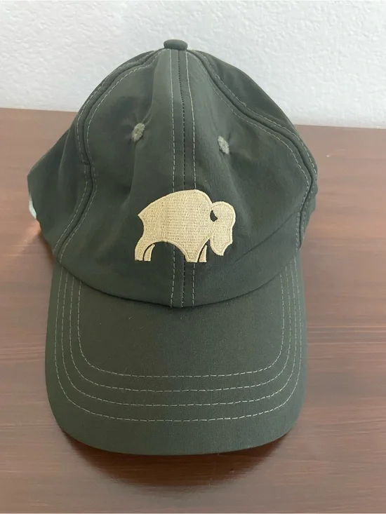 Dark Green Baseball Cap with Beige Buffalo Embroidery