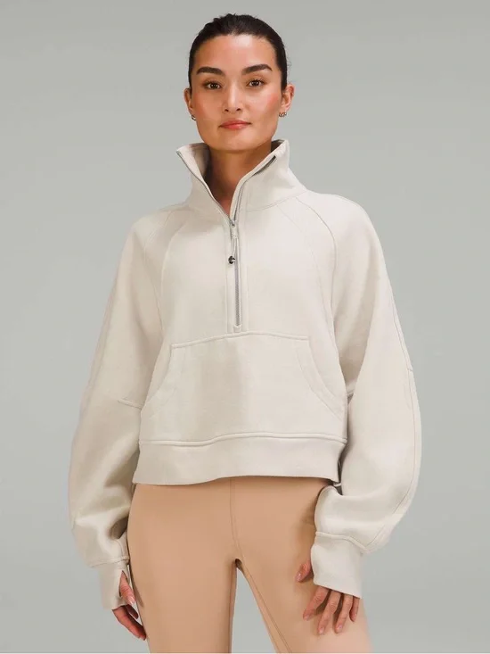 Lululemon Scuba Oversized Funnel Neck Half Zip in Creamy Ivory size XS/Small