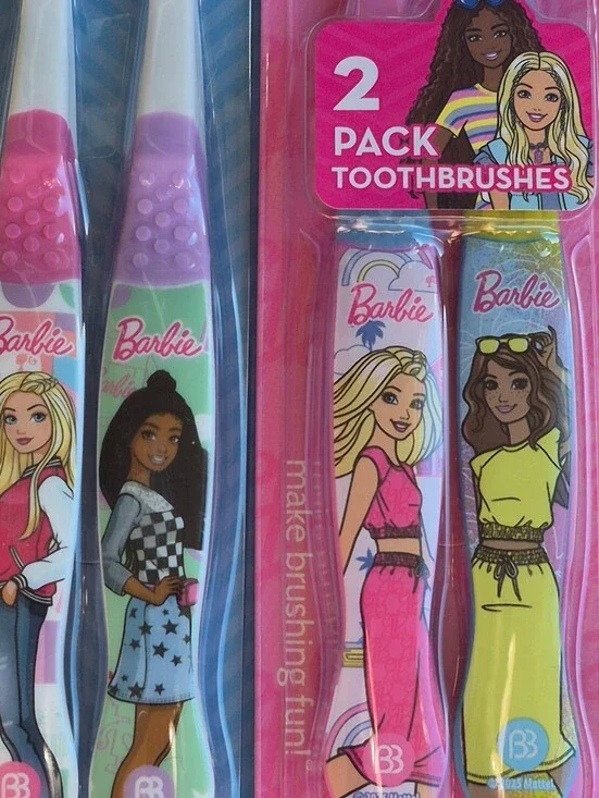 BARBIE soft toothbrushes (4) & BARBIE colorful bandaids (20)
