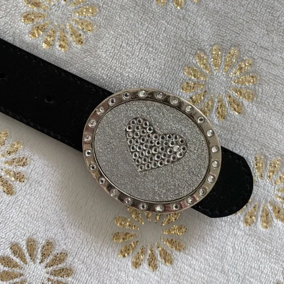 Limited Too Black Belt with Silver Heart Buckle