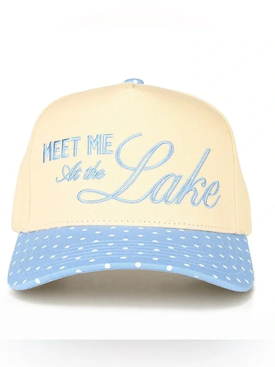 NWOT C.C MEET ME AT THE LAKE POLKA DOT BASEBALL CAP - SKY BLUE