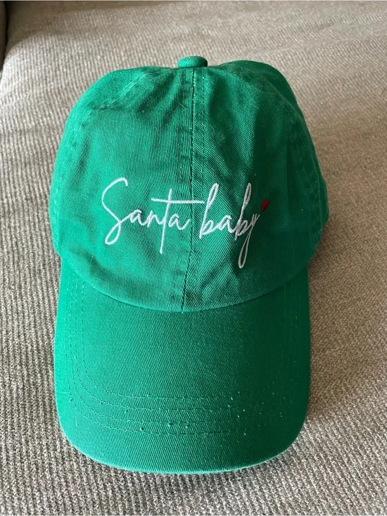 Santa Baby Embroidered Kelly Green Woman’s Christmas Baseball Cap