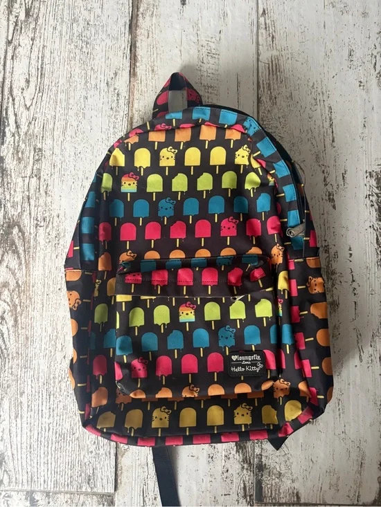 Loungefly Hello Kitty Kids Backpack - Black with Multicolor Popsicles RARE