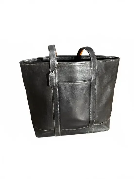 Vintage Coach Black Leather Tote Bag