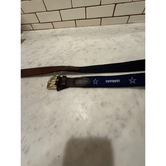 Vineyard Vines Cowboys Belt Boys‎ Kids Gold Buckle Navy Blue Size 30