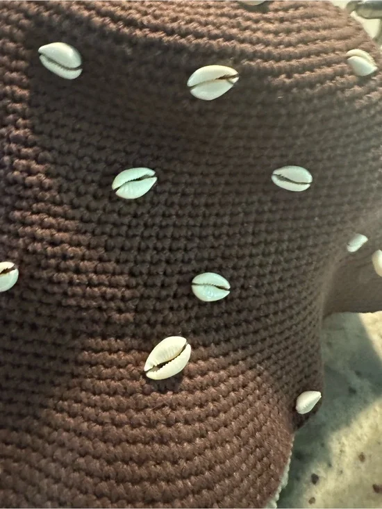 Wyeth/free people Brown Crochet Shell-Appliqué Women's bucket hat