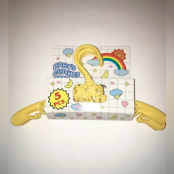 Vintage woodland animal plastic 5-Pack Yellow child Baby Hangers cute