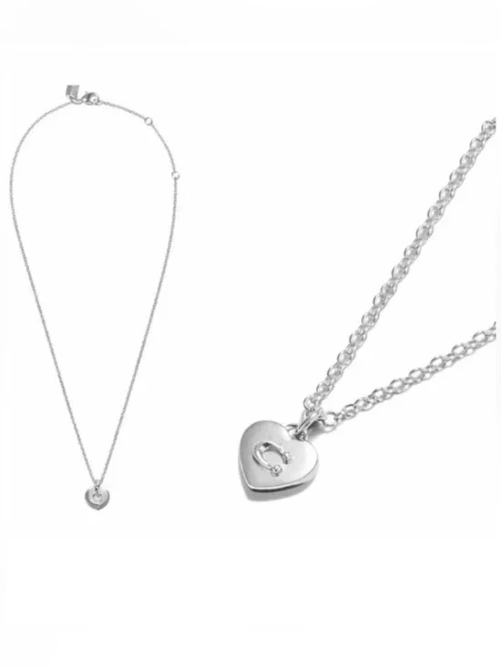 Coach silver heart pendant necklace