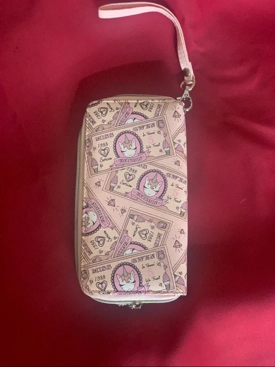 OMG! Accessories Money Print With Unicorn Pink Printed Wristlet Wallet -