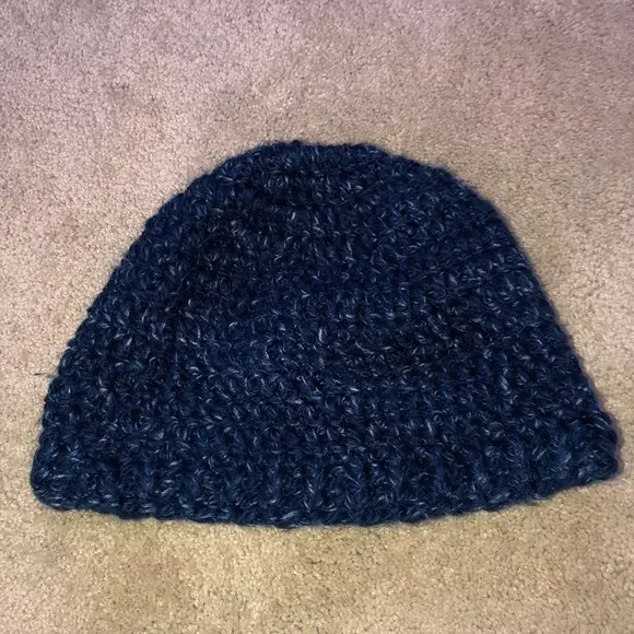 Knitted Knit Ponytail Hole Winter Beanie‎ Hat Blue