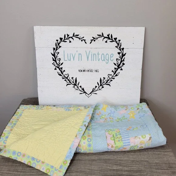 Handmade Baby Quilt Pastel Colors Patchwork Nursery Decor Play Mat Blanket‎
