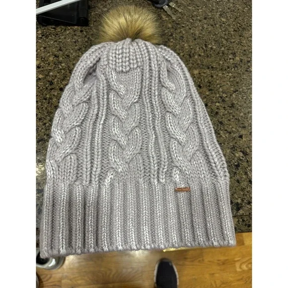free people gray toboggan with‎ pom pom