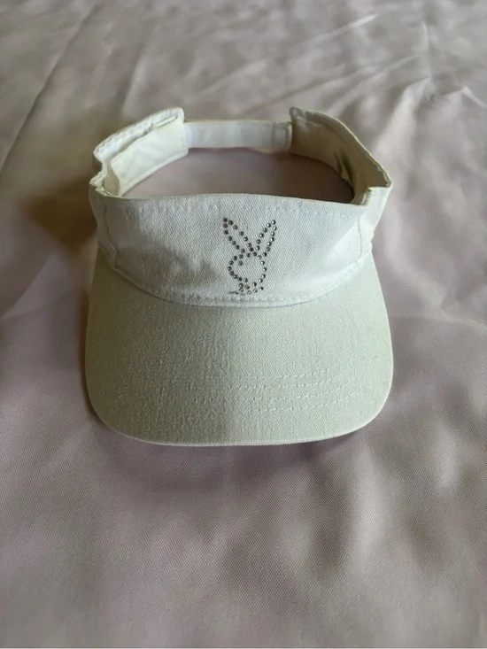PLAYBOY White Rhinestone Bunny Visor Cap