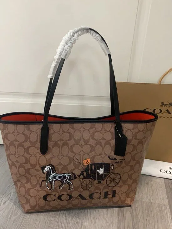 Coach Halloween Carriage Signature Canvas Tote Bag